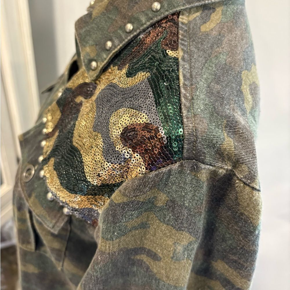 Miss Me Camouflage Sequin Jean Jacket - Picture 12 of 16